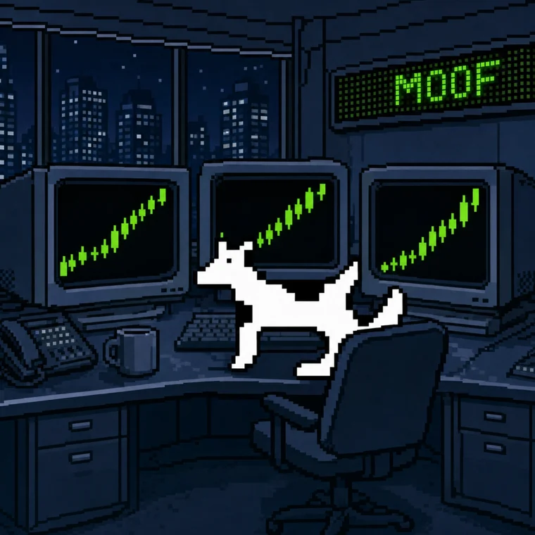 Clarus at a trading desk with green charts